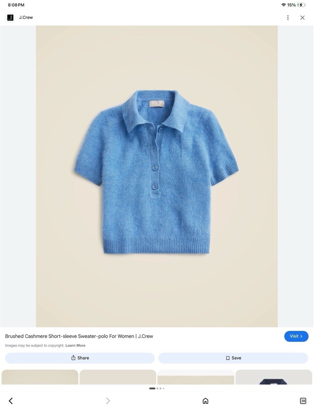 J.Crew Featherweight Cashmere Short-Sleeve Sweater-Polo in Neon Primrose L - Picture 4 of 5